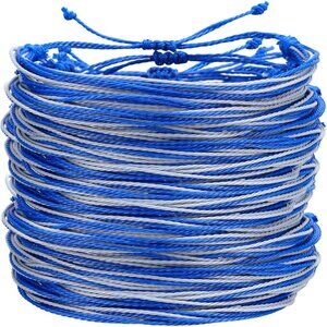 100 Pcs Blue-Grey Diabetes Awareness Bracelets Adjustable Soft Wax Rope Unisex